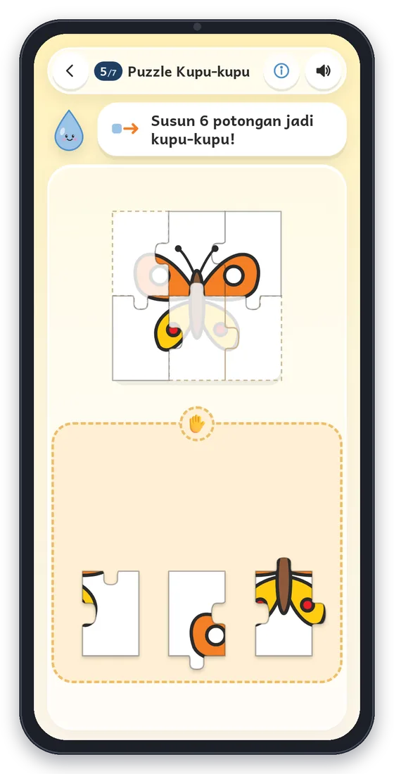 Layar aktivitas Puzzle di WanderPlay